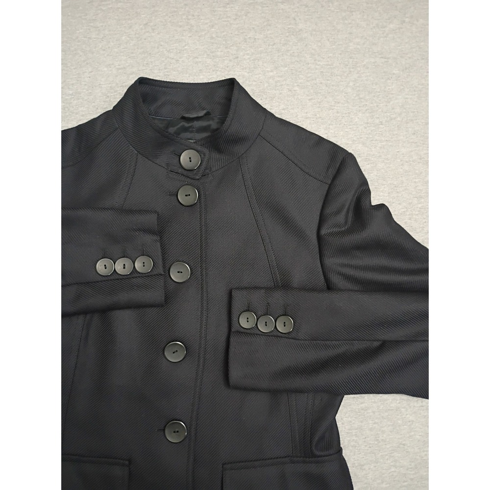 Zanella Noelle Navy Wool Cashmere Mock Neck Jacket Made in Italy Size 6
